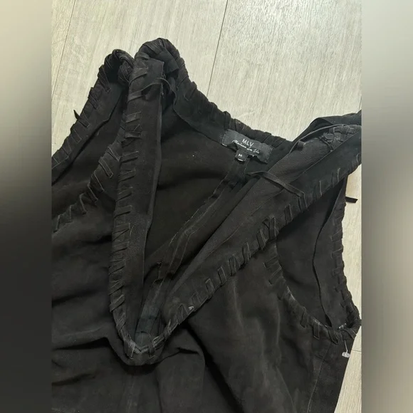 MLV Mayren Lee VirayxRevolve 100%Goat Suede genuine leather Black Dress - Size M - Picture 8 of 9